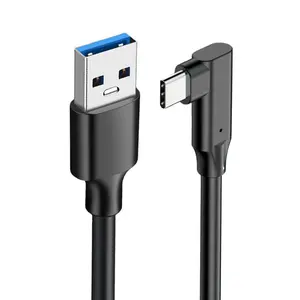 2m 90 derece sağ açı USB3.0 AM USB tip C erkek hızlı şarj veri aktarım kablosu için 0culus Quest 1/2 VR kulaklık