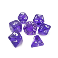 Ensemble de dés polyédriques transparents violets pour jeux de société