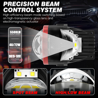 Phares antibrouillard LED laser DIY 3 pouces pour voiture avec puces 3570 40W/72W 5500LM, double lentille de projecteur pour voiture 12V avec support Toyota Honda