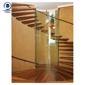 Prima Luxus gekrümmte Treppe kundenspezifische Heim-Einstelltreppe Edelstahl Geländer Treppe