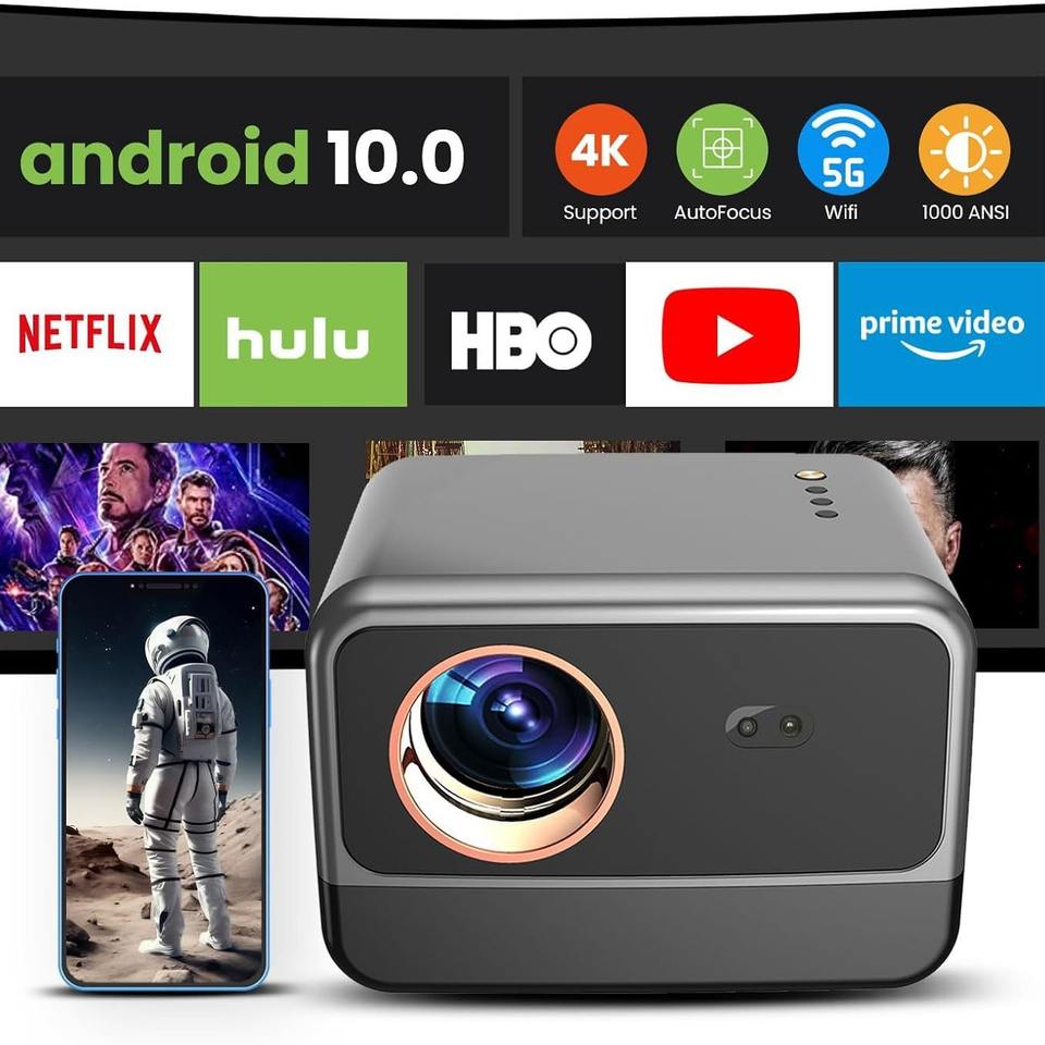 Alibaba Projector Projector with WiFi and Bluetooth 5G WiFi Projector 4K Supports Native ...