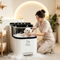 Baignoire Spa Commerciale pour Animaux DPbathe avec Panneau en Verre Trempé, Désinfection à l'Ozone, Bain de Lait, Hydromassage, pour le Toilettage et le Lavage des Chiens et des Chats