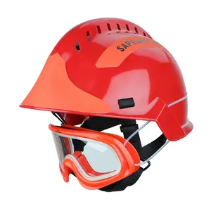 DoubleSafe 난연 안전 소방관 방화 레드 구조 보안 분리형 방화 안경이있는 조정 가능한 헬멧