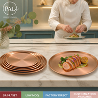 Plaque de cuisson coréenne en acier inoxydable 201, ensemble de plaques rondes polies épaissies à fond plat, qualité alimentaire, pour barbecue gaz et induction