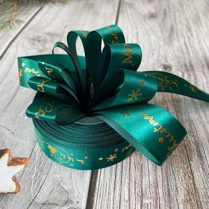 Ruban en polyester satiné double face avec feuille d'or pour emballage de boîte cadeau de Noël, décoration de fête - Product Image 6