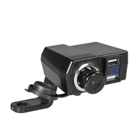 YOU LIANG DYUK Pengisi Daya Sepeda Motor USB Ganda 4,2A, Soket Pemantik Rokok Voltmeter 12/24V untuk Dudukan Cermin Stang Sepeda Motor