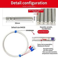 Sensor de Temperatura Personalizado de 3 Cables, Tipo K, con Sonda Industrial de Acero Inoxidable, RTD PT100/PT1000