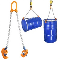 Pince de levage pour fûts d'huile 1 tonne G80, pince de levage forgée pour fûts, pince de levage à double chaîne pour fûts d'huile, pour fûts de 55 gallons