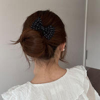 Peigne à cheveux en acrylique à pois style coréen pour femme - Peigne latéral fait main pour queue de cheval de princesse avec design lissant pour franges