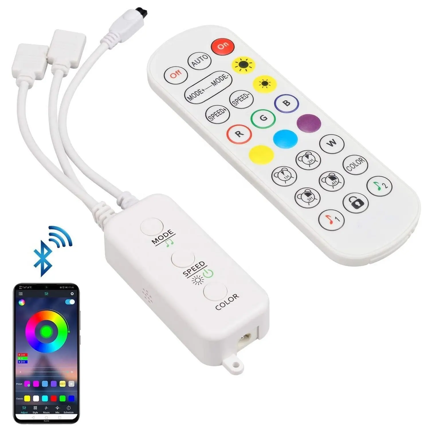 IR Blue Tooth Remote RGB LED Strip Controller With APP Music Sync And IR Remote For Upgrading 4-Pin 10MM Led Lights Strip