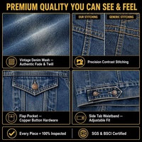Veste en jean vintage délavée pour homme, style workwear classique avec effet délavé et poches à boutons métalliques