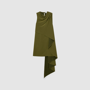 Robe <span class=keywords><strong>mini</strong></span> moulante <span class=keywords><strong>en</strong></span> satin froncée pour <span class=keywords><strong>femme</strong></span>, sans manches, col bénitier, asymétrique, élégante, pour club, soirée, cocktail, avec découpe <span class=keywords><strong>en</strong></span> forme de clé - Product Image 2