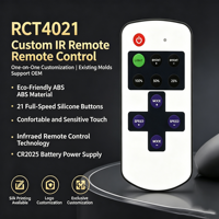 Télécommande IR pour bande LED RGB RCT4021 OEM ODM 21 touches Bouton en silicone Pile CR2025 Code 1 à 1 Logo personnalisé