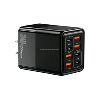 Chargeur mural USB-C PD 240W 8 ports avec prise EU US UK, charge rapide GaN 240W Type-C, charge rapide QC3.0, adaptateur mural USB Type-C