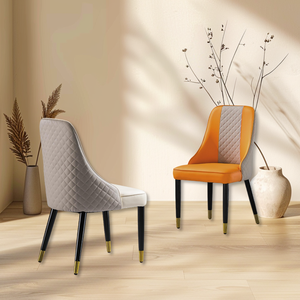 Chaises de salle à manger en bois massif durable avec sièges en cuir véritable pour les restaurants à domicile - Product Image 2