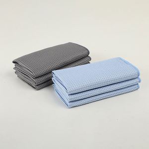 Toalla de microfibra tipo gofre para lavado de coches al por mayor, paño absorbente de agua para limpiar cristales, material de fibra - Product Image 2