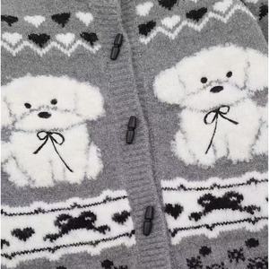 Dalang Knitwear Factory Women's Retro Puppy Jacquard Knit <b>Cardigan</b> Loose Fit Single Breasted Autumn Winter Sweater - Product Image 3