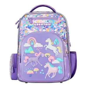 Purple 3D Kids Bag Large Capacity Super Light School Bag Purple Rainbocorns Kids Bag Rainbow Unicorn backpack