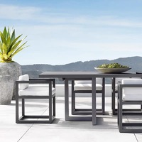 Ensemble de table et de chaises de salle à manger d'extérieur en alliage d'aluminium moderne avec coussins en mousse haute densité, rotin en PE pour jardin/patio