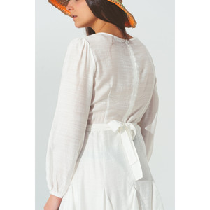 Abito con Scollo a V e Volant in Bianco - Product Image 6