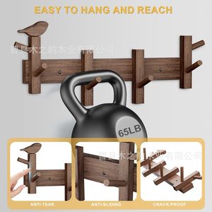 Wooden Bird Decorative <b>Wall</b> <b>Hooks</b> Solid Wood Multi <b>Hook</b> Coat Rack Entryway <b>Key</b> Holder Durable <b>Wall</b> Mounted Type - Product Image 3