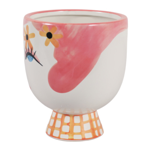 Vaso in ceramica con design a volto, vaso rosa per piante da interno, vaso decorativo in gres per piante, decorazione per la casa - Product Image 6
