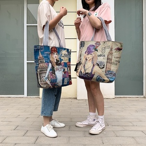 Phong cách mới của phụ nữ túi xách công suất lớn dân tộc vải Vai Túi da báo thêu kép Tote Túi Polyester Quà tặng tuyệt vời - Product Image 4