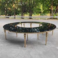 Table de mariage ronde de luxe en acier inoxydable élégante vintage moderne verre serpentine décorations de banquet et d'événements de fête