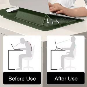 Bolsa de ordenador portátil con logotipo personalizado para Macbook Air PU cuero 13/14/15/15.6 pulgadas funda para portátil funda para ordenador portátil con alfombrilla de ratón con soporte - Product Image 3