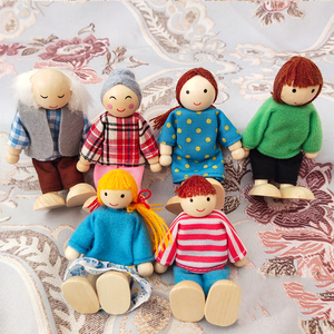 Popolare Mini bambola Set carino finta figure di gioco giunti mobili bambole di famiglia casa delle bambole in legno - Product Image 4