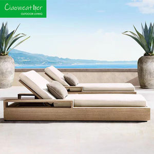 كراسي الاستلقاء بحمام سباحة من الخشب الصلب المقاوم للماء ، عالية الجودة ، كراسي الاستلقاء تحت أشعة الشمس وحمام السباحة - Product Image 1