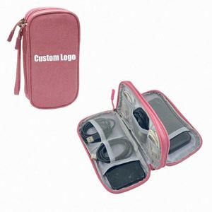 Estuche Organizador de Viaje Portátil con Cierre, de Poliéster Resistente, con Logotipo Personalizado, Multicapa, para Accesorios Digitales - Product Image 1