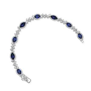 925 เงินสเตอร์ลิงใบโรมันCubic Z Irconiaสร้อยข้อมือเทนนิสMarquise Cutทับทิมสร้อยข้อมือเทนนิสสําหรับเจ้าสาว - Product Image 6