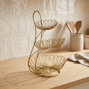 Three Tier Metal Wire Storage Rack Round Standing Type Modern Kitchen Organizer Durable <b>Welded</b> - Product Image 3