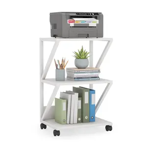 Tribesigns Printer Stand Industrial 3-Tier Rolling Printer Cart Shelf Storage on Wheels for Home Office