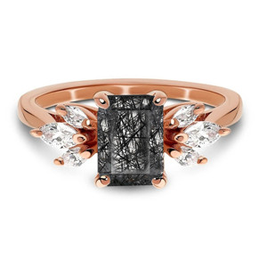 925 <b>Silver</b> Natural Stone Engagement <b>Ring</b> <b>Emerald</b> Cut Diamond Flower Design Prong Setting Women's Romantic Fine Jewelry Band - Product Image 3