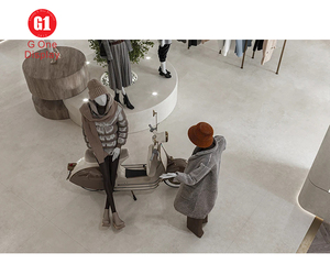 Magasin de vêtements pour femmes modernes, aménagement intérieur, boutique de vêtements, étagère murale intégrée, peinture personnalisée, comptoir en arc - Product Image 6