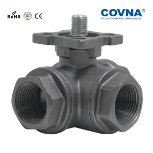 วาล์วบอลไฟฟ้าแบบขับเคลื่อนด้วยไฟฟ้า COVNA DN20 3/4 นิ้ว 3 ทาง แบบ T พอร์ต 1000 WOG 24 โวลต์ เกลียวใน ทำจากสแตนเลส CF8M - Product Image 2