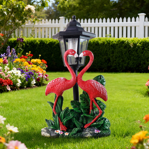 Kalp şekli ile güneş pembe <span class=keywords><strong>Flamingo</strong></span> bahçe lambası öpücük poz, açık yolu için LED sıcak <span class=keywords><strong>Glow</strong></span>, romantik Yard dekor - Product Image 4