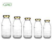 Bouteille transparente vide de 250ml en verre Bouteille de jus de 250ml Bouteille en verre de boisson de 8oz avec couvercle