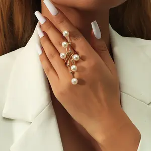 טרנד מכירה חמה אופנה פנינה גאומטלית טבעת עיצוב גאומטרית, טבעת תכשיטים משובחת