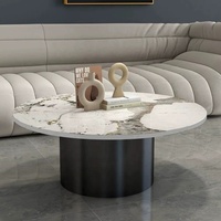 Zayshine italien minimaliste noir Base en métal Table basse comptoir en granit cercle salon meubles ensemble simplicité théière