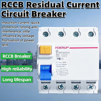 Interruptor Magnético RCCB ELCB 16A 20A 25A 32A 40A 50A 63A AC 400V/415V 0.03A 30mA 4 Polos 3P+N Interruptores de Corriente Residual
