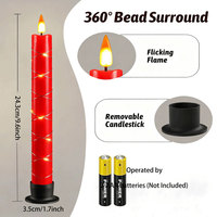 Guirlande de bougies LED rouges, jaune chaud, en plastique, lot de 3, sans flamme, alimentées par piles, télécommande, Pâques, Halloween