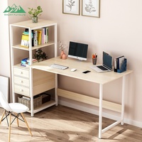 Bureau d'ordinateur en forme de L Wayon avec étagère à 4 niveaux et tiroirs, table d'étude moderne et minimaliste pour petit espace de bureau à domicile