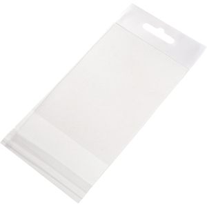 3" x 4" Clear OPP <b>Bags</b> with White Hanging Header, Pack of 200 \u2013 Resealable <b>Plastic</b> Retail Display <b>Bags</b> with Hang Hole for - Product Image 1