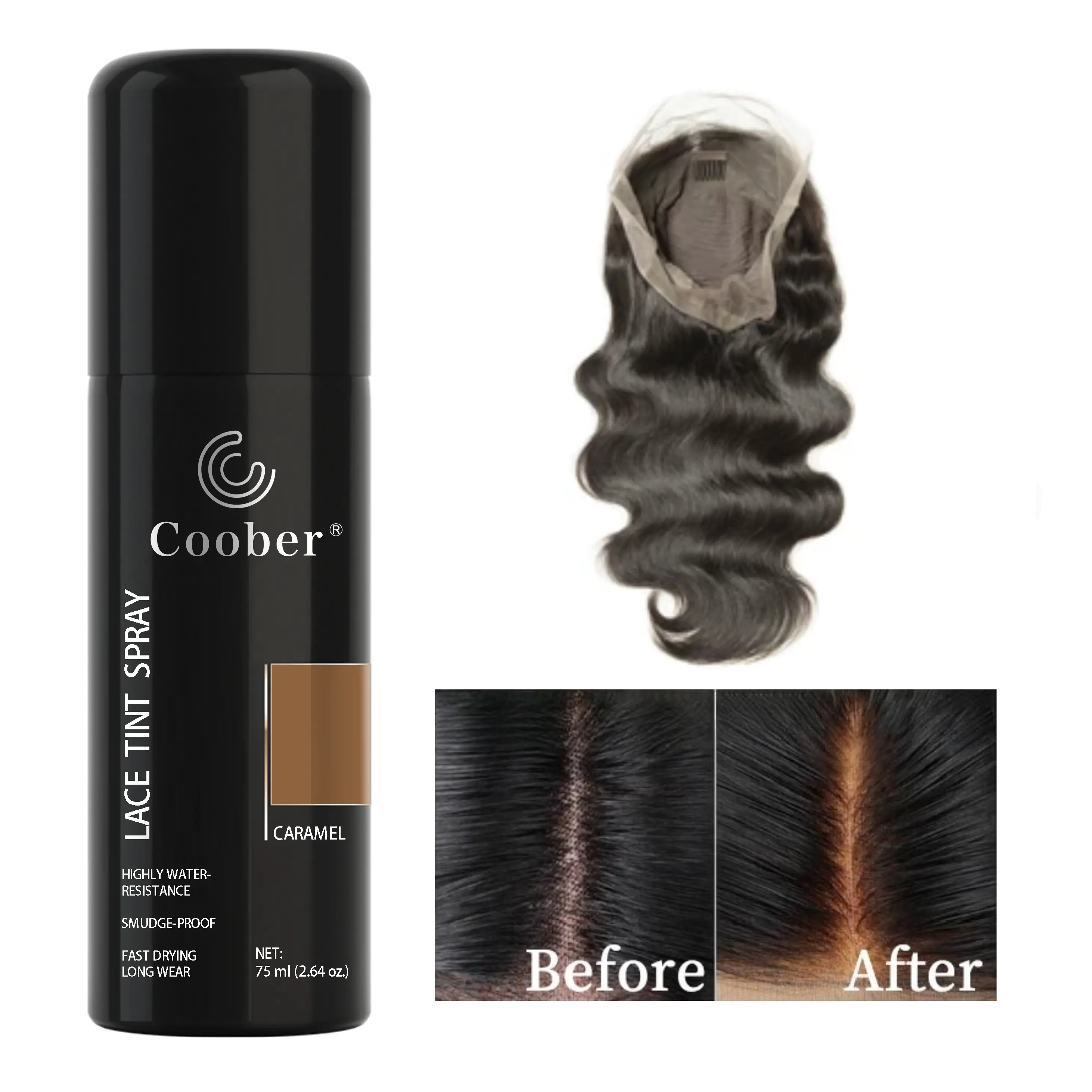 Spray teintés pour perruque, produit pour Extension de cheveux, perruque en soie avec Logo personnalisé