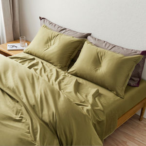 Juego de funda nórdica sólida tejida con certificado Oeko-Tex de estilo moderno 135x200cm 300TC 100% algodón satén 2 uds transpirable suave <span class=keywords><strong>cama</strong></span> para el hogar - Product Image 1