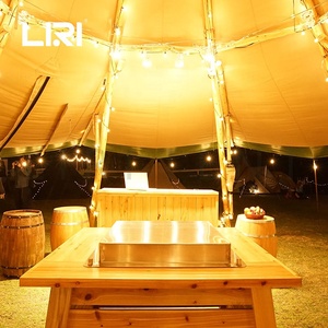 Grande tente <span class=keywords><strong>tipi</strong></span> en toile de bois imperméable pour événements et camping avec intérieur - Product Image 4