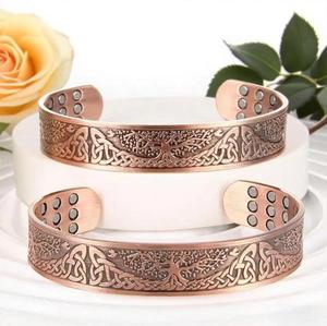 Commercio all'ingrosso <span class=keywords><strong>ventisette</strong></span> pietre magnetiche Tree Life Open bracciale da uomo stile Vintage in lega Hot-seller per regali di festa - Product Image 4